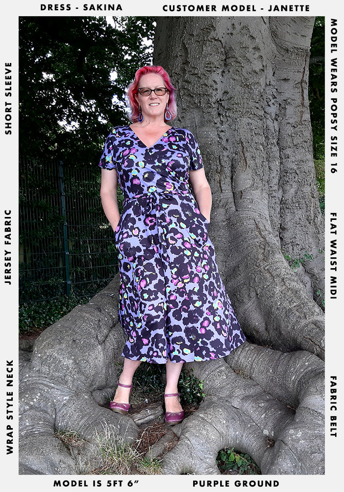 Sakina Lilac Animal Print Midi Dress