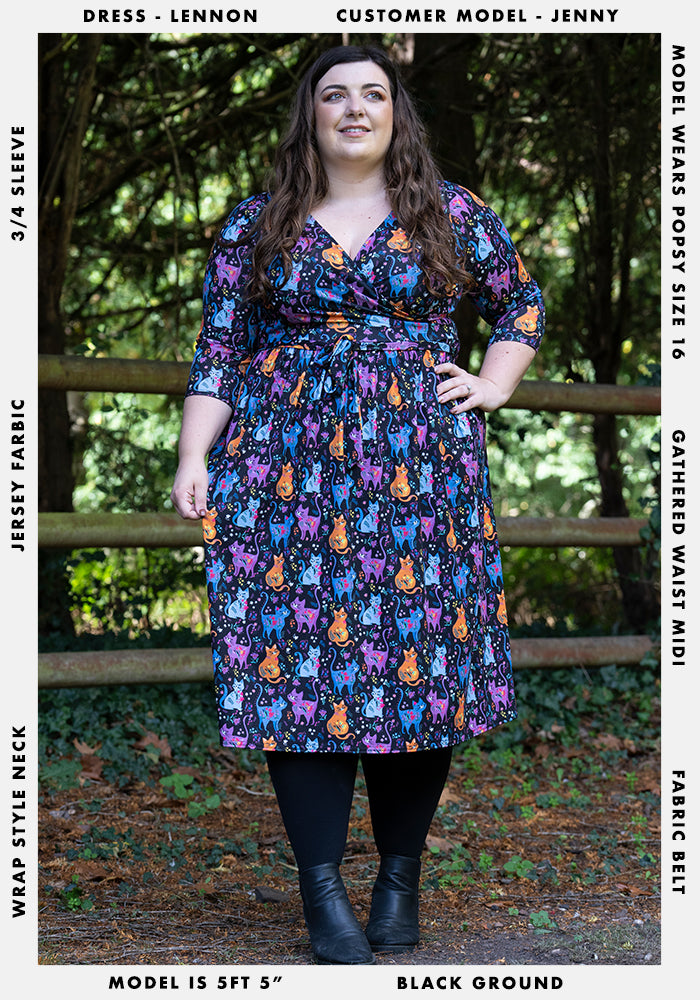 Lennon Kitty Floral Print Midi Dress