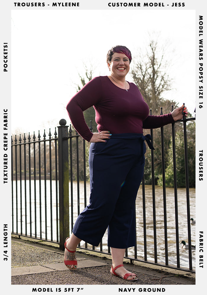 Third angle of Myleene Navy 3 and 4 Leg Trouser