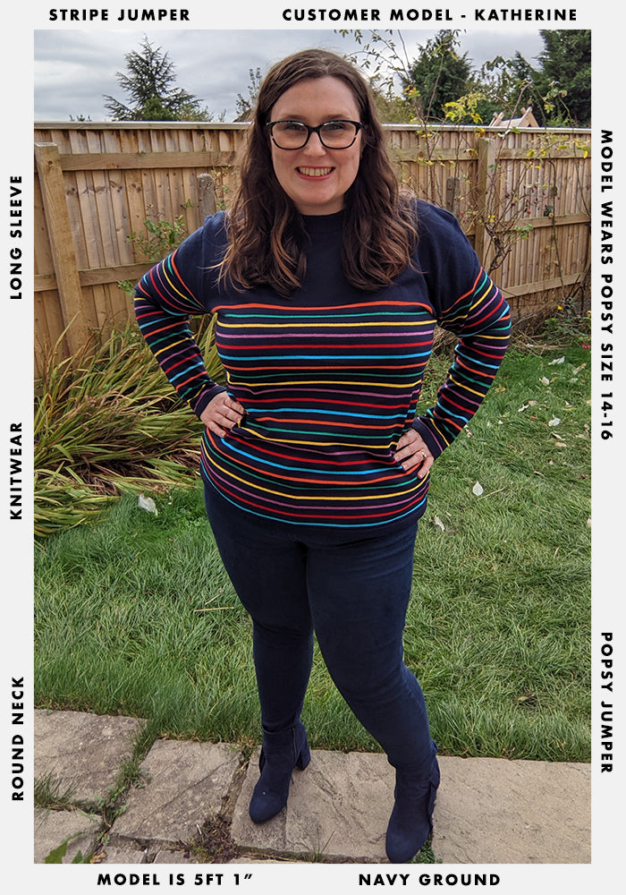 Multi Coloured Navy Stripe Jumper