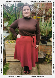 Lilia Wine A-Line Skirt