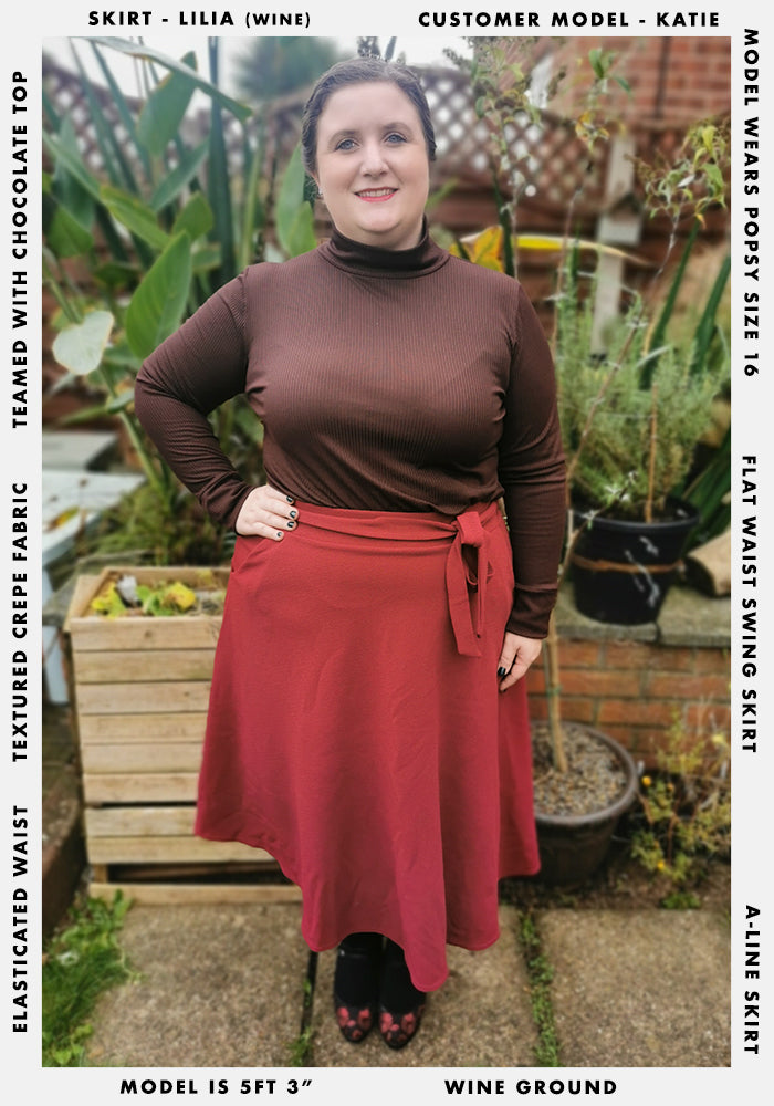 Lilia Wine A-Line Skirt