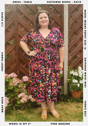 Tamia Pink Animal Print Midi Dress