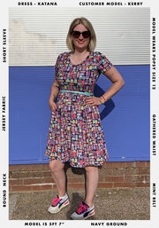 Katana Patterned Food Print Dress