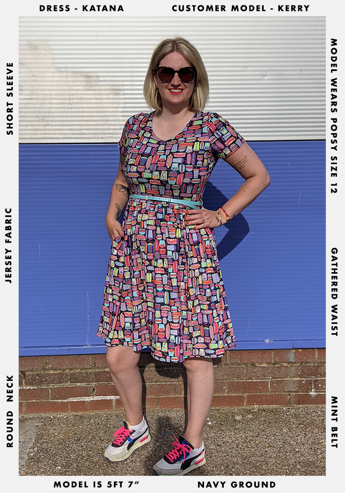 Katana Patterned Food Print Dress