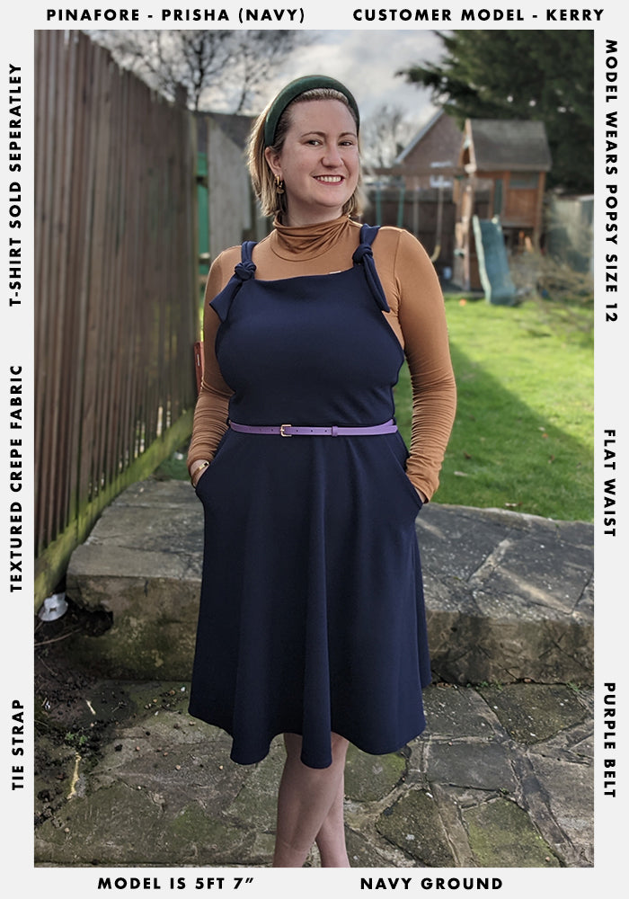 Fourth angle of Prisha Navy Pinafore