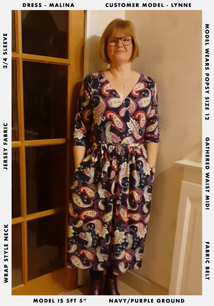 Malina Painted Paisley Print Midi Dress