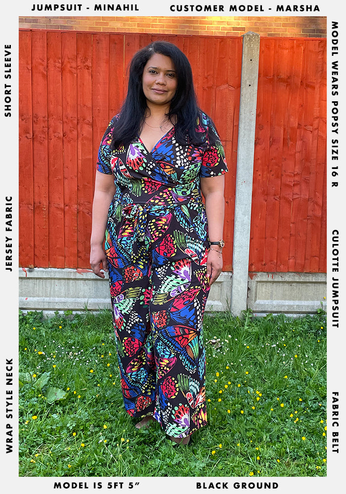 Minahil Bright Butterfly Wing Print Culotte Jumpsuit