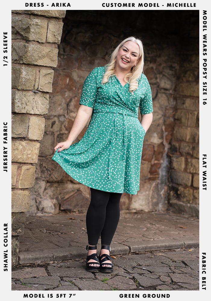 Arika Green Ditsy Heart Print Dress