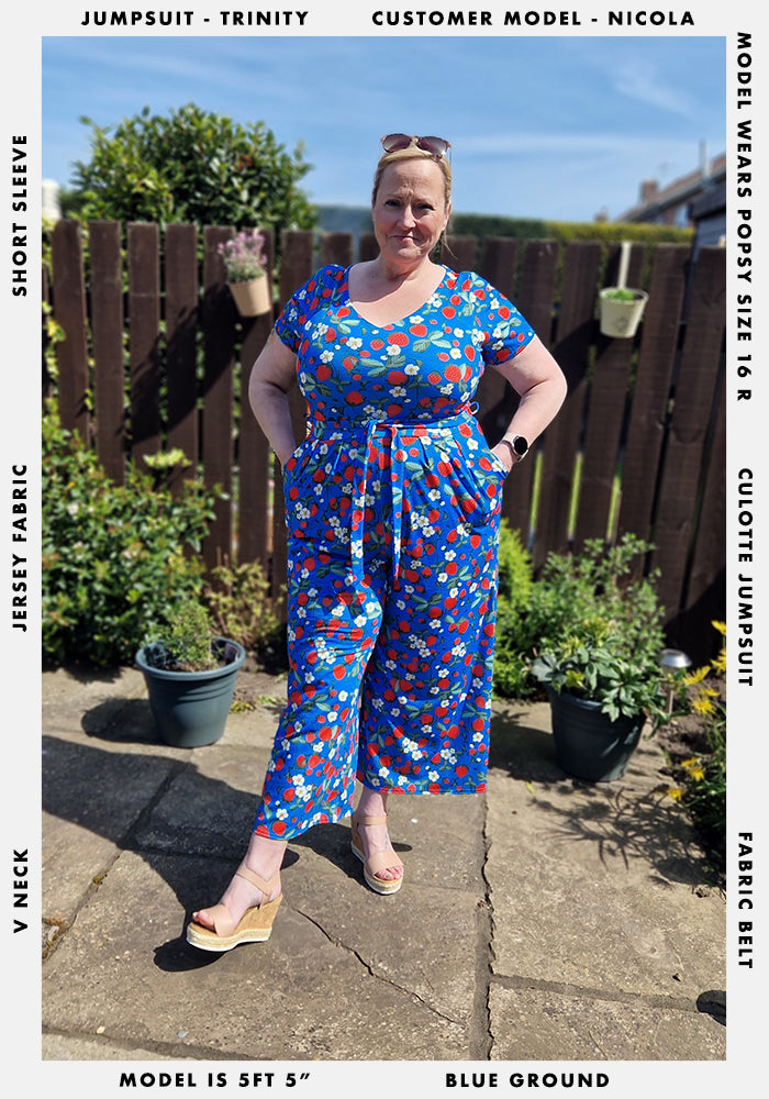 Trinity Trailing Strawberry Print Culotte Jumpsuit