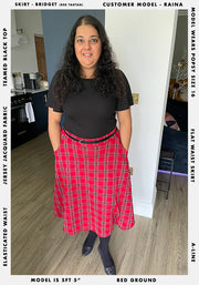 Bridget Red Tartan Midi A-Line Skirt