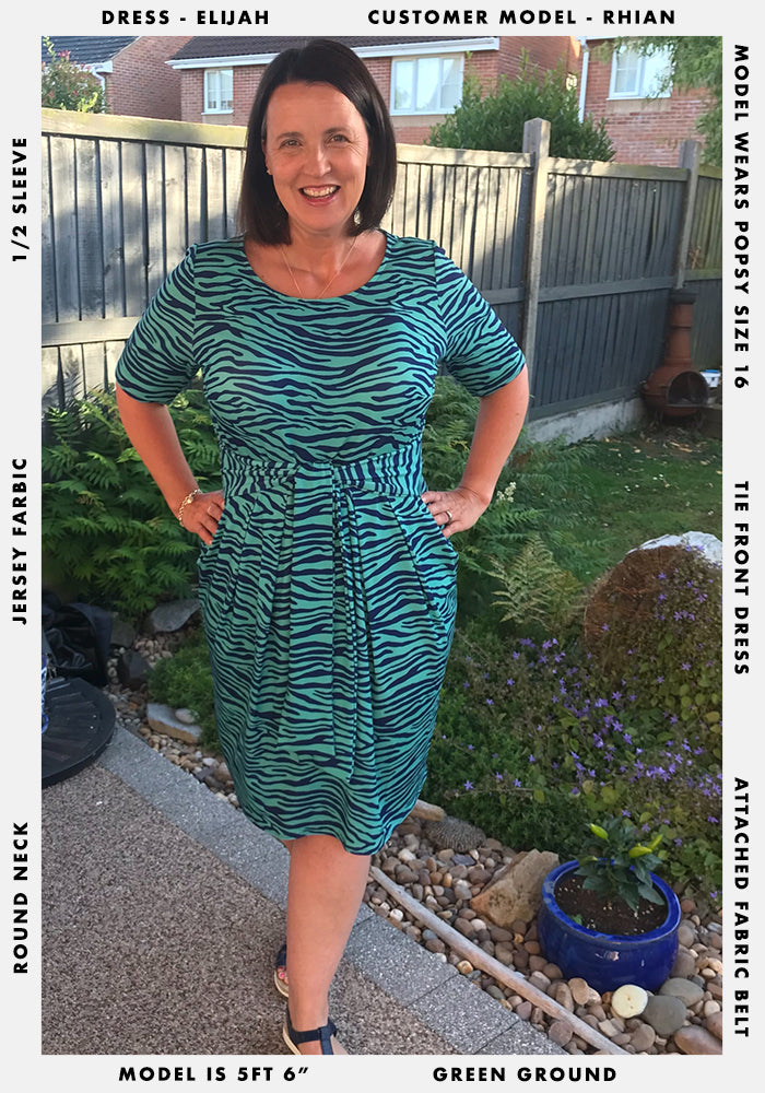 Elija Green & Navy Animal Print Dress