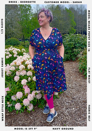 Georgette Multicoloured Flamingo Print Midi Dress