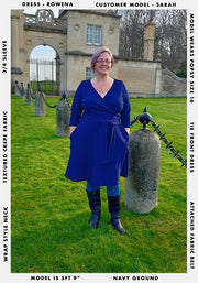 Rowena Navy Wrap Neck Dress