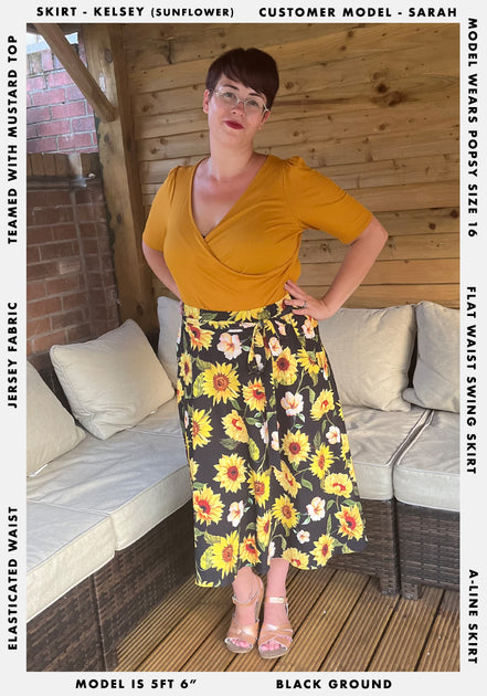 Kelsea Sunflower Print A-Line Skirt – Popsy Clothing