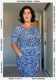 Elaine Blue Floral Print Dress