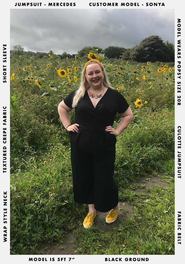 Third angle of Mercedes Plain Black Culotte Jumpsuit