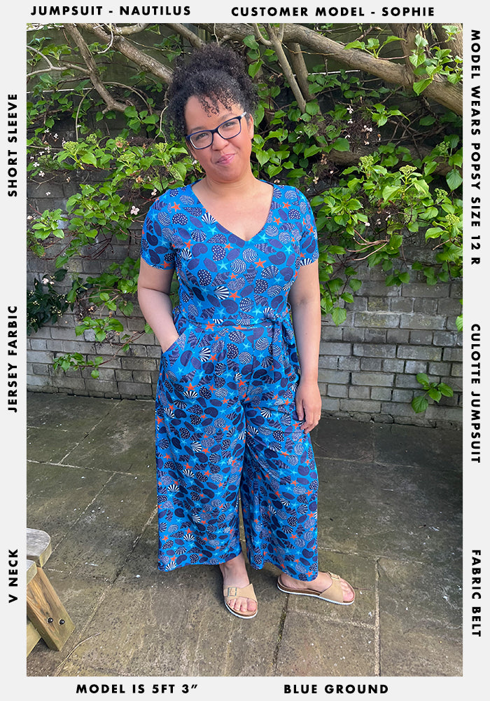 Nautilus Sea Shells Print Culotte Jumpsuit