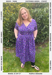 Yana Purple Animal Print Midi Dress