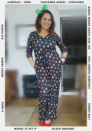 Fern Multi Coloured Christmas Tree Print Jumpsuit