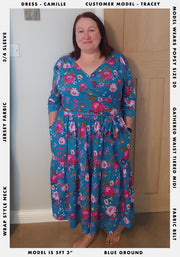 Camille Floral Robin Print Midi Dress