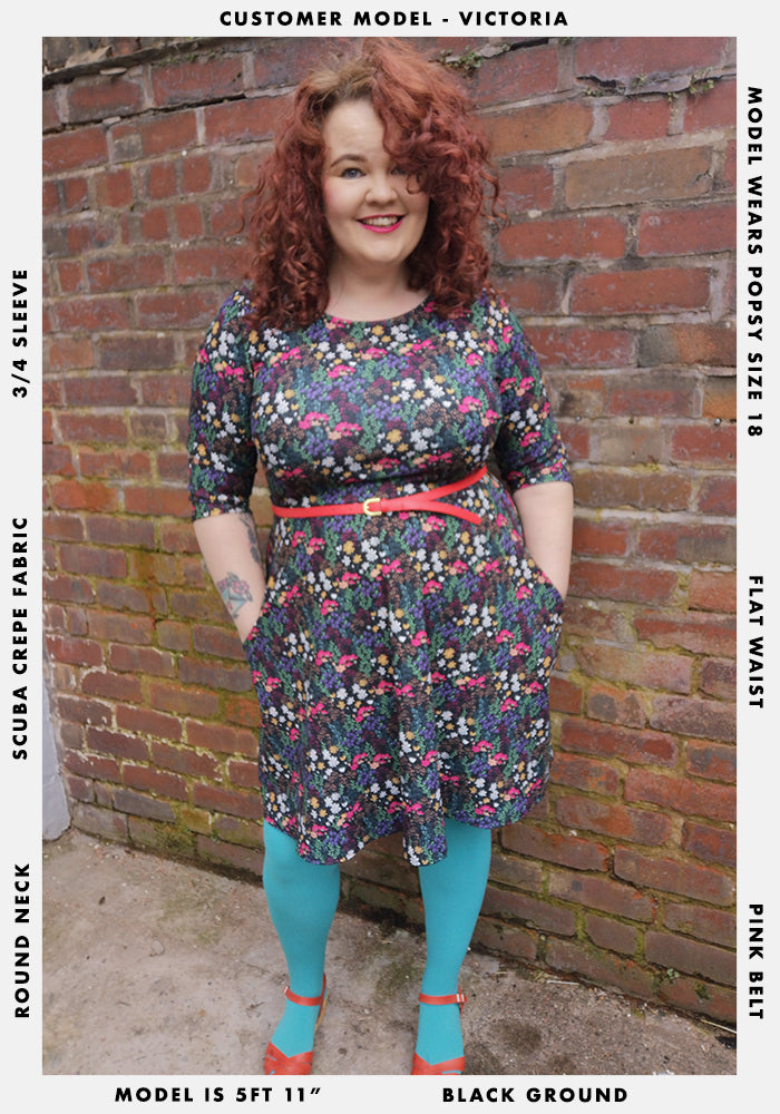 Samantha Black & Pink Floral Dress