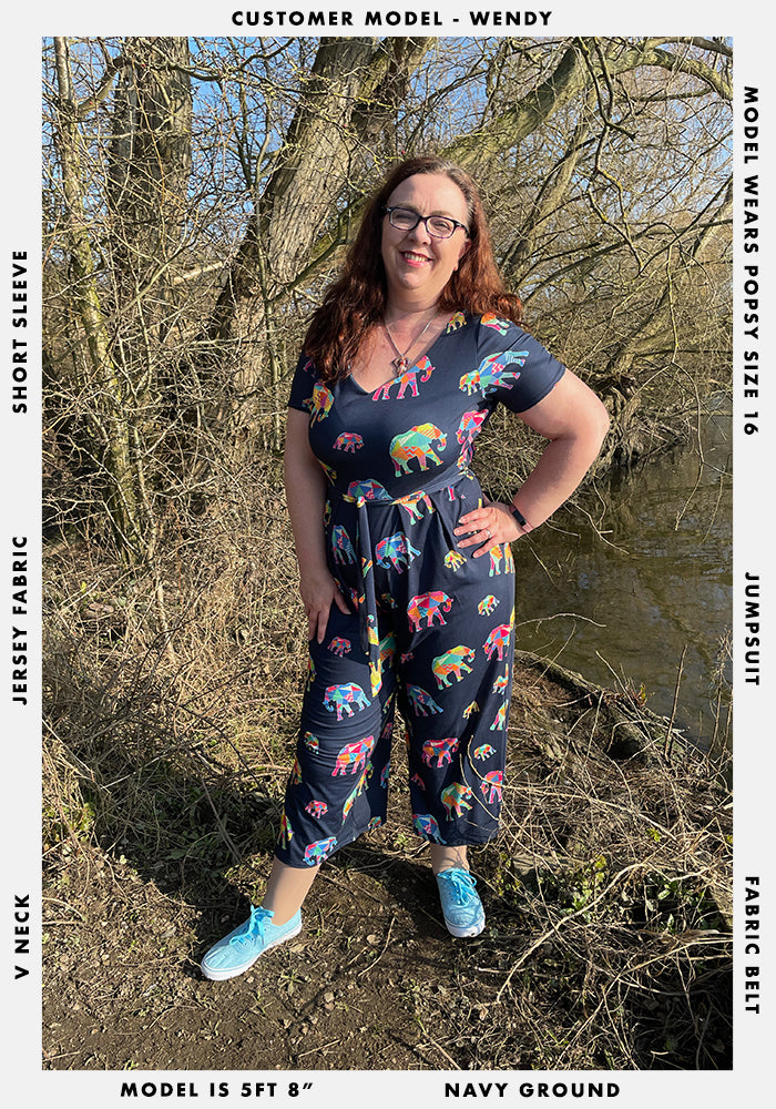 Nel Elephant Print Culotte Jumpsuit