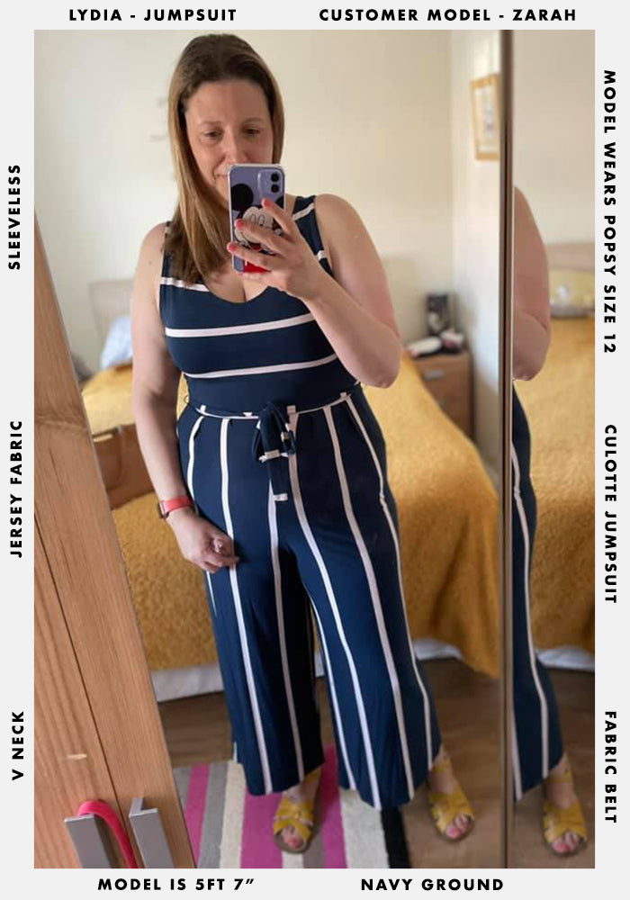 Lydia Navy Striped Culotte Jumpsuit