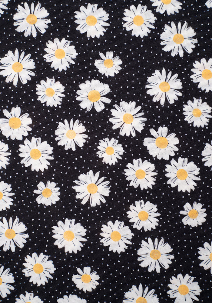 Davina Black & White Daisy Print Midi Dress