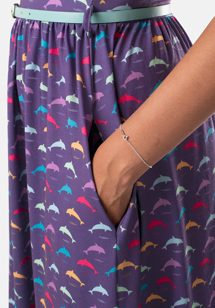 Delphine Purple Dolphin Print Dress