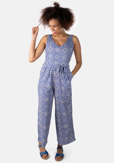 Devika Tile Print Culotte Leg Jumpsuit
