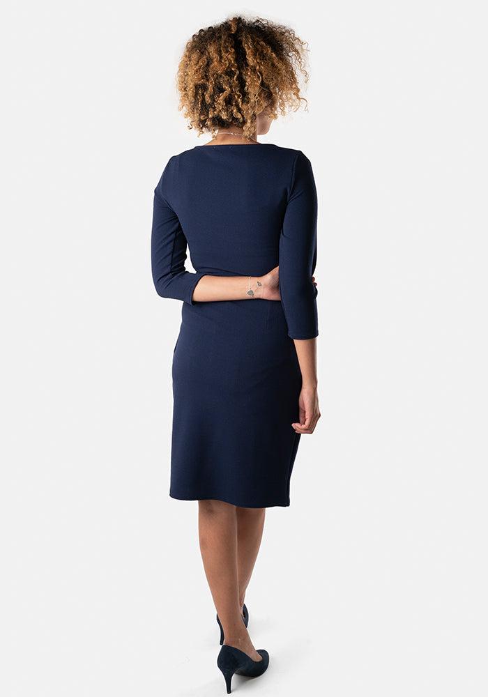 Fifth angle of Dion Navy Tie Front Dress