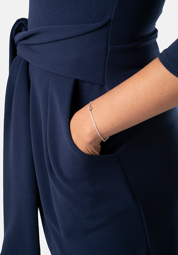 Fourth angle of Dion Navy Tie Front Dress
