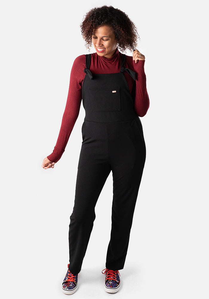 Fourth angle of Diya Plain Black Dungaree