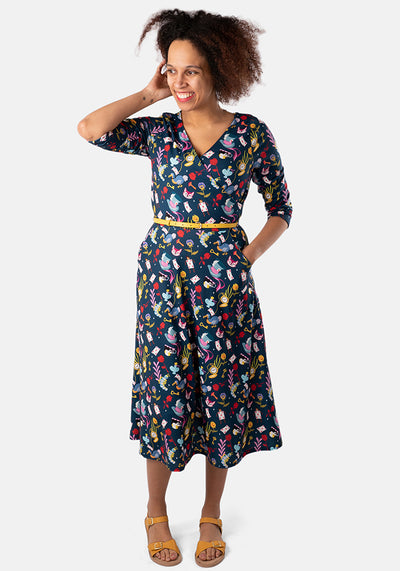 Dodo Hatters Tea Party Print Midi Dress