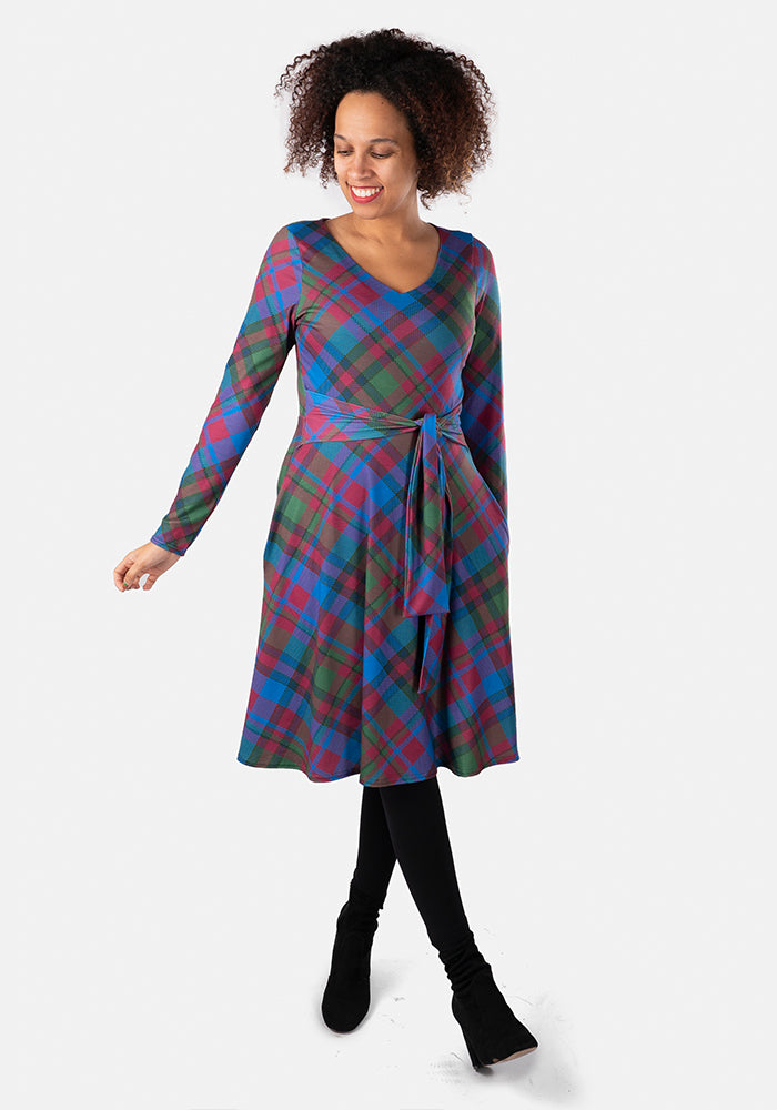 Donallda Winter Check Print Dress