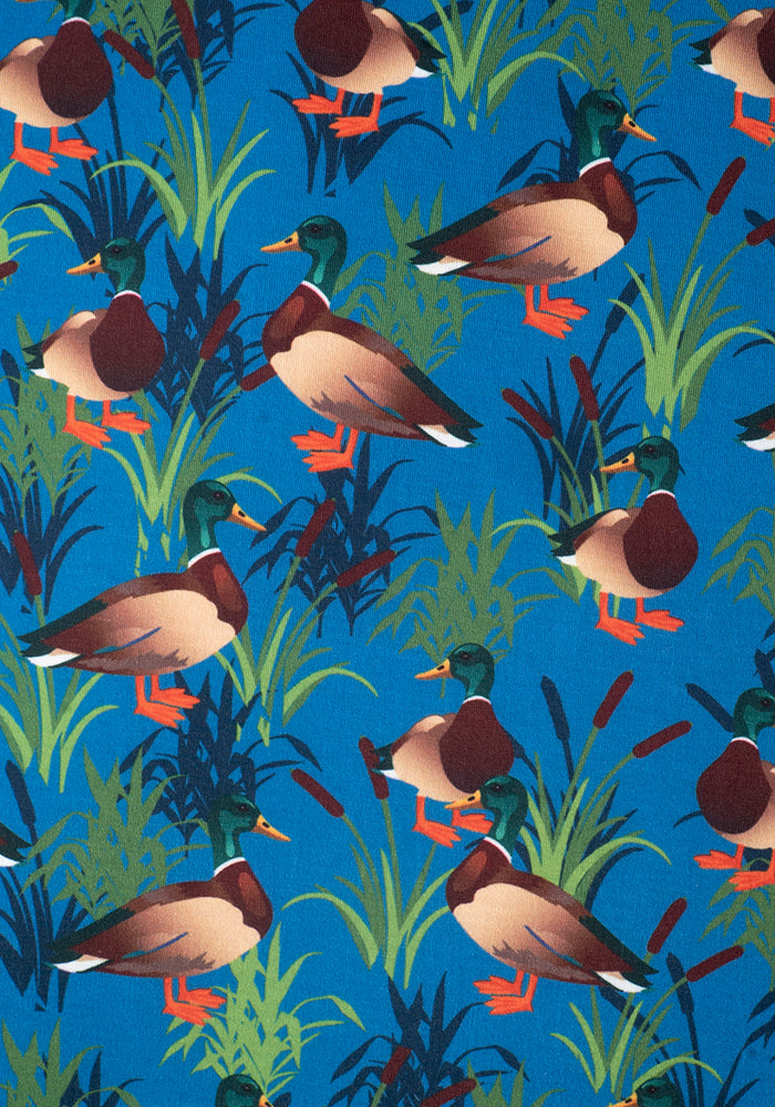 Drakey Mallard Duck Print Midi Dress