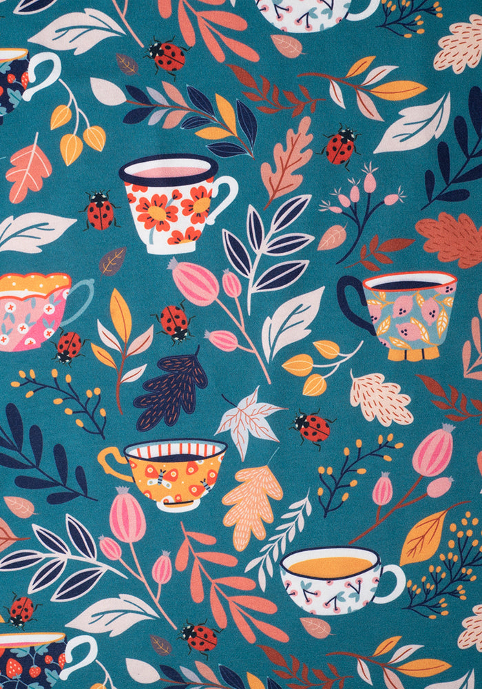 Tea-Rose Tea Cup Print Dress