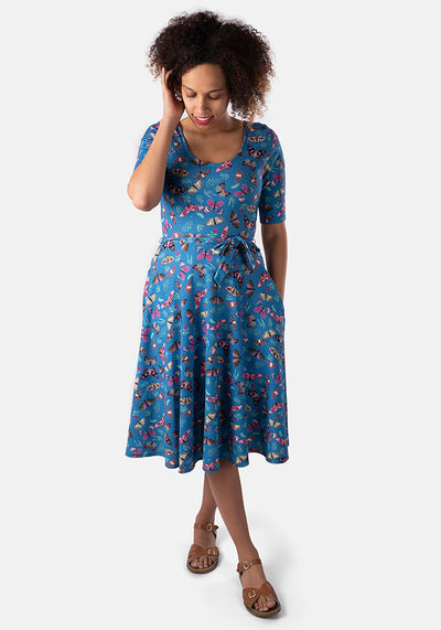 Effie Butterfly Print Swing Dress