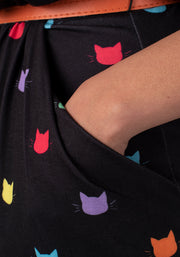 Eileen Multi Coloured Cat Face Print Dress