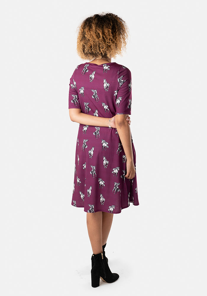 Eldora Purple Unicorn Print Dress