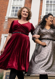 Elfin Wine Velvet Swing Dress