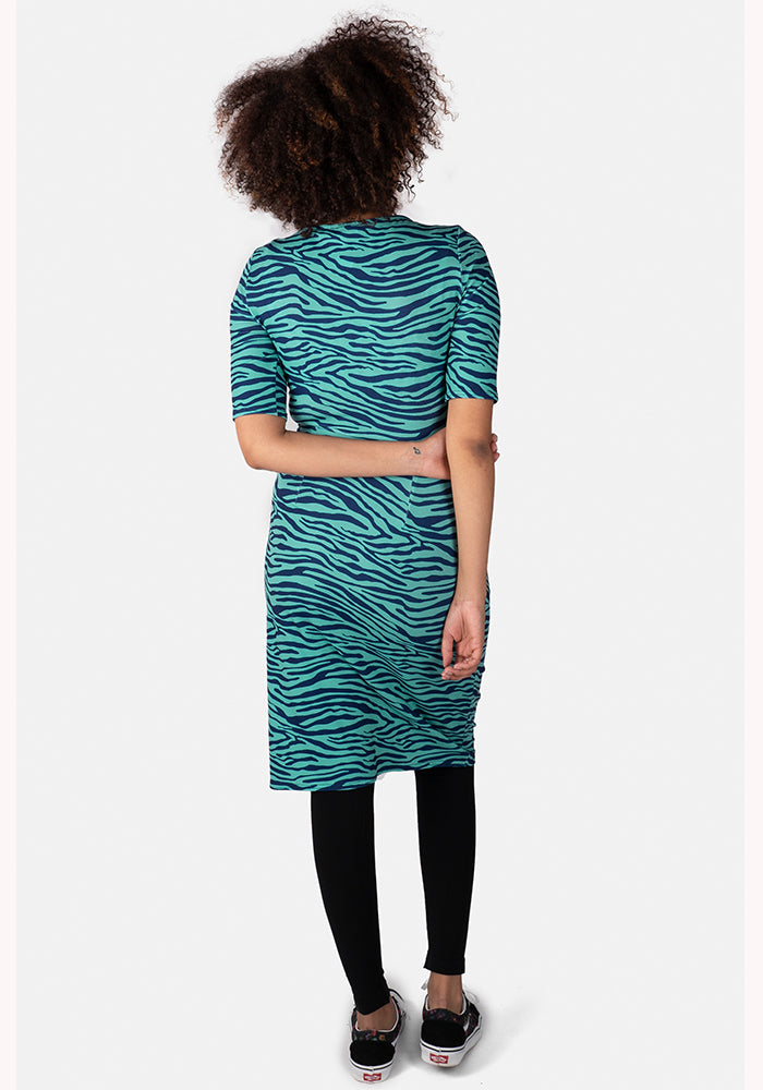 Elija Green & Navy Animal Print Dress