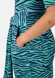 Elija Green & Navy Animal Print Dress