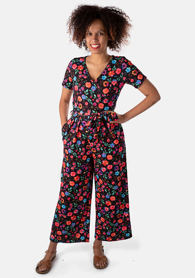 Elissia Watercolour Floral Print Culotte Jumpsuit