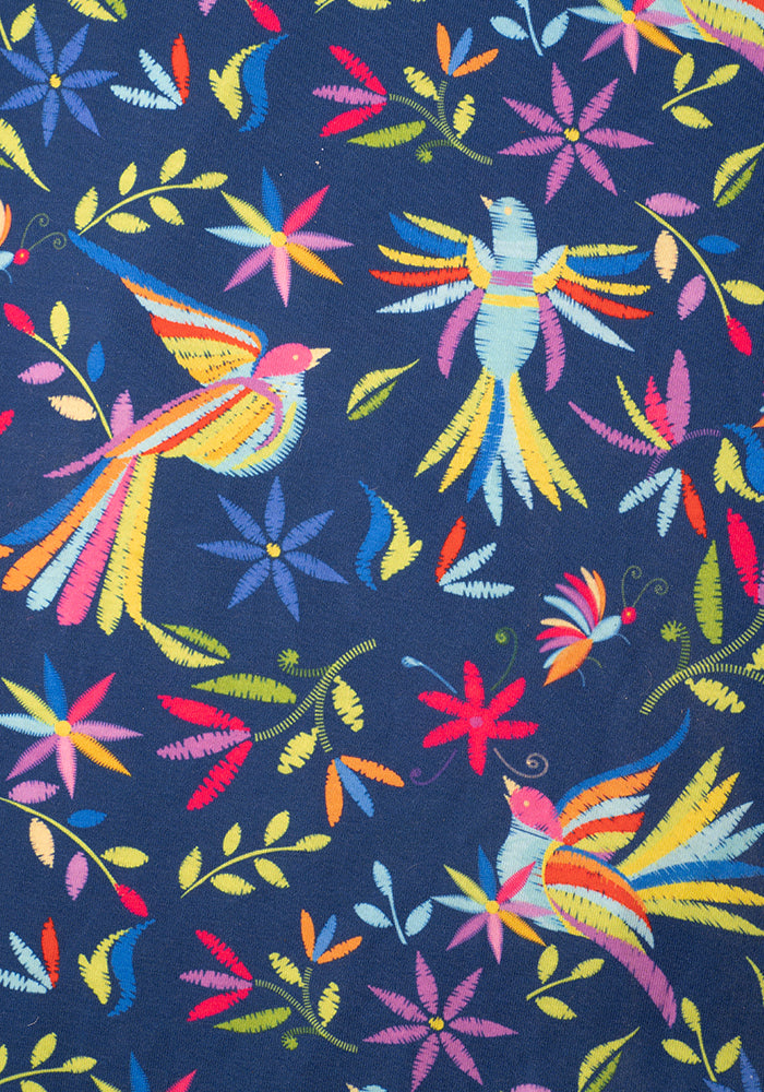 Emberlynn Embroidery Bird Print Midi Dress