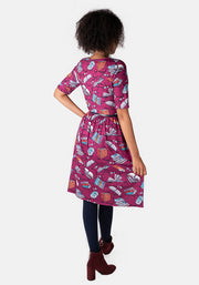 Emerson Raspberry Book Print Dress