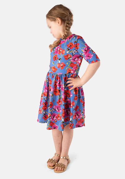 Children's Poppy Bee Print Dress (Emperor)