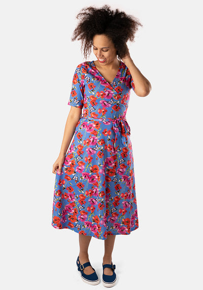 Emperor Poppy Bee Print Midi Dress
