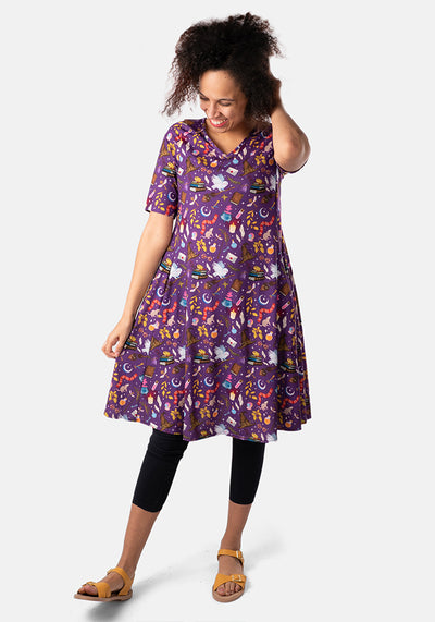 Enchantment Wizards Spell Print Trapeze Dress